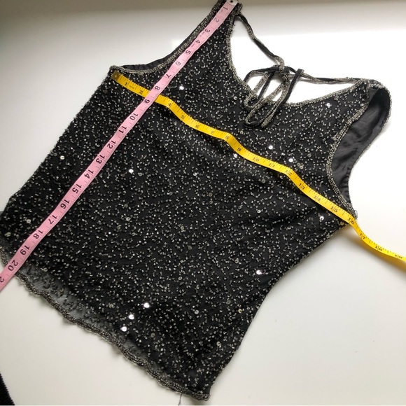 STENAY Vintage Women's Beads Studded Black Shiny Sleeveless Top Concert Size M - Picture 5 of 10